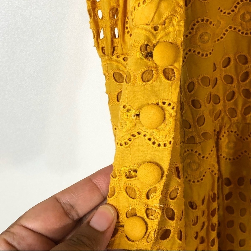EYELET BRODERIE EMBROIDERY BUTTON MAXI TEA DRESS - Picture 9 of 14